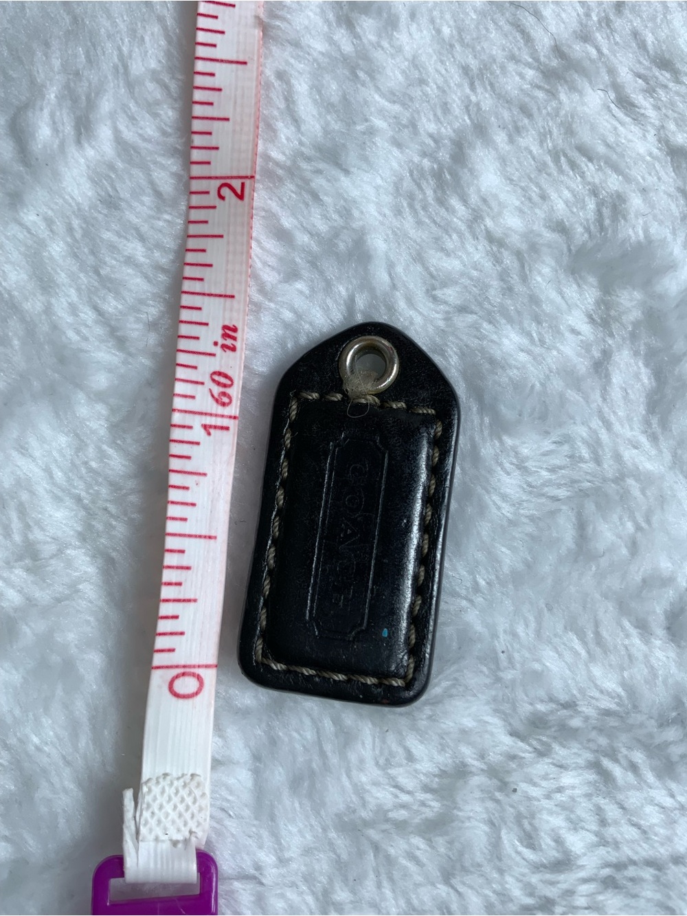 Black Leather Key Fob with White Stitching (47)